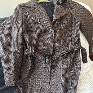 Belted tweed coat